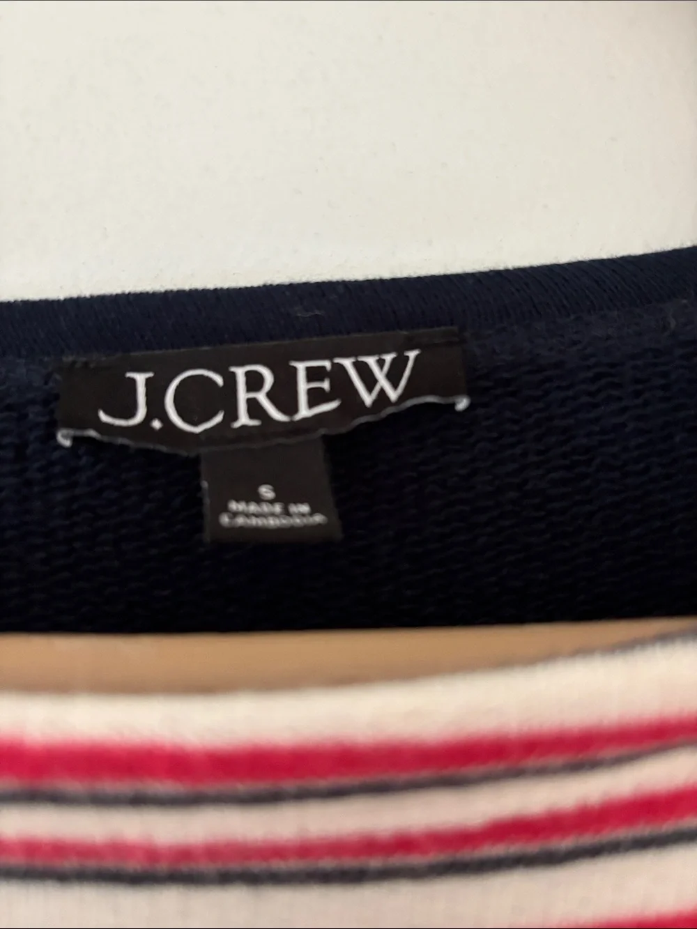 J. Crew Heritage Red & White Striped terry Crewneck Sweater
